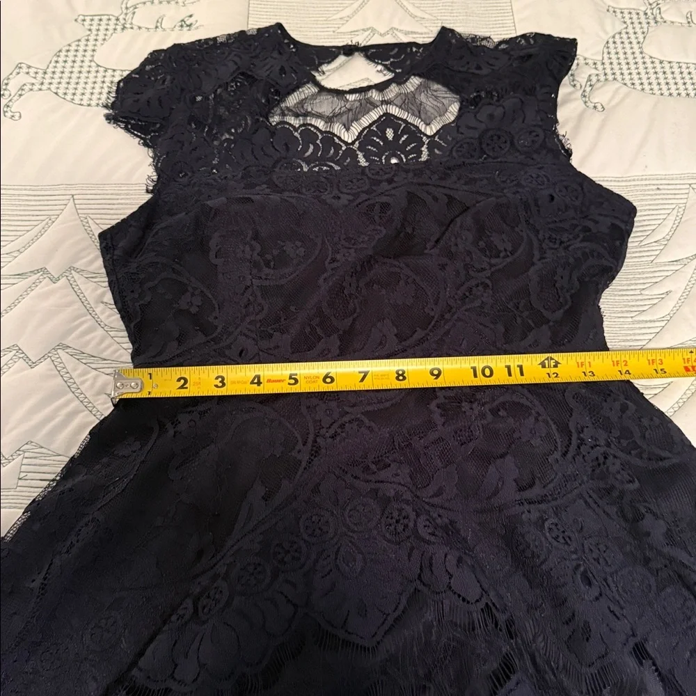 BB Dakota Elegant Dark Blue Lined Lace Dress-4